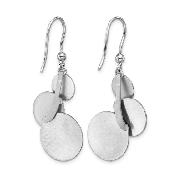 Leslie's SS RH-plated Radiant Essence Textured Circles Dangle Earrings