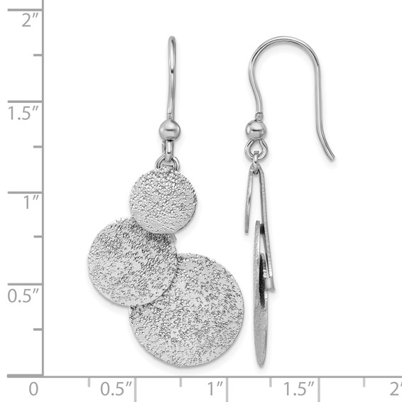 Leslie's SS RH-plated Radiant Essence Textured Circles Dangle Earrings