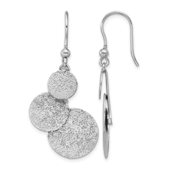 Leslie's SS RH-plated Radiant Essence Textured Circles Dangle Earrings