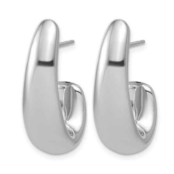 Leslie's Sterling Silver RH-plated Polished Post J-Hoop Earrings