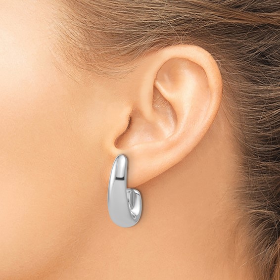 Leslie's Sterling Silver RH-plated Polished Post J-Hoop Earrings