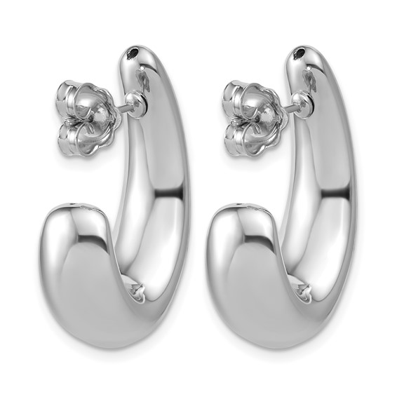 Leslie's Sterling Silver RH-plated Polished Post J-Hoop Earrings