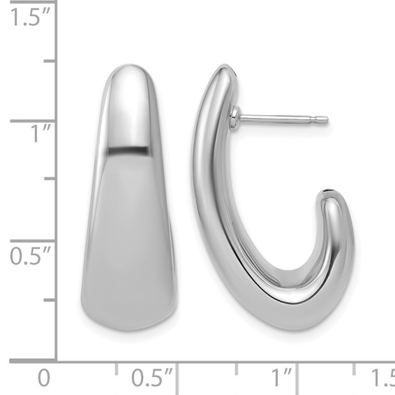 Leslie's Sterling Silver RH-plated Polished Post J-Hoop Earrings