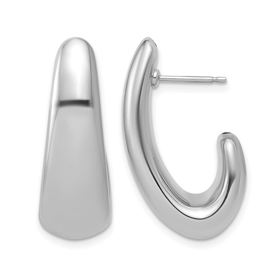 Leslie's Sterling Silver RH-plated Polished Post J-Hoop Earrings