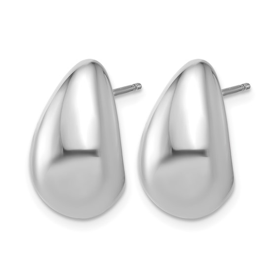 Leslie's Sterling Silver RH-plat Polished Puff Teardrop Post Earrings