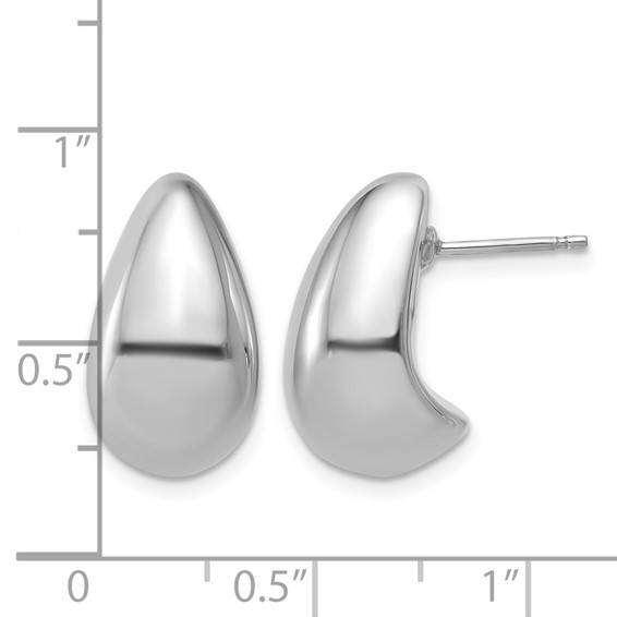 Leslie's Sterling Silver RH-plat Polished Puff Teardrop Post Earrings