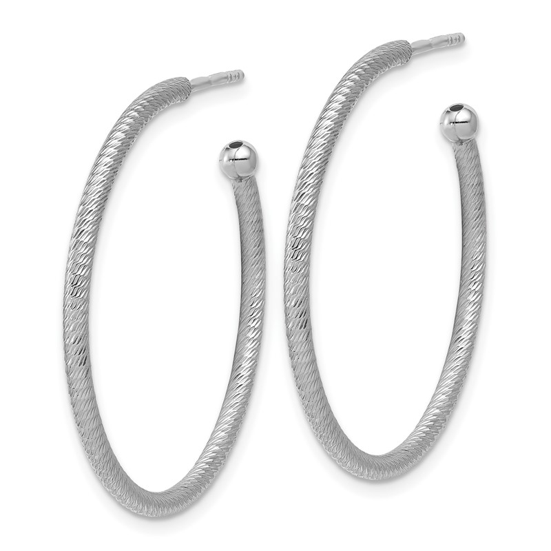 SS RH-plated Diamond-cut 33x2mm Post C-Hoop Earrings