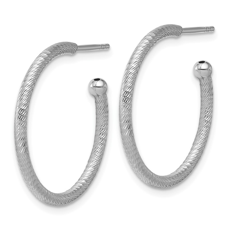 SS RH-plated Diamond-cut 25x2mm Post C-Hoop Earrings