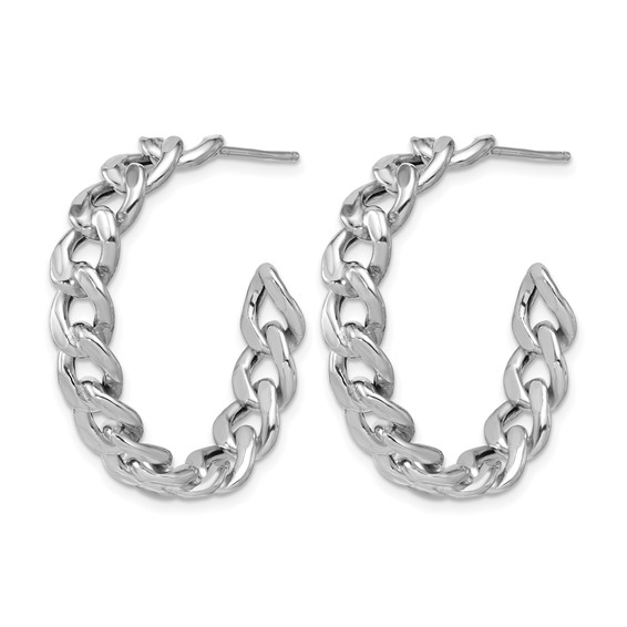 Leslie's Sterling Silver Polished Link J-Hoop Earrings