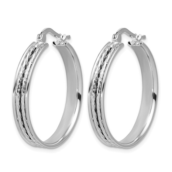 Leslie's Sterling Silver Polished and Textured Hoop Earrings