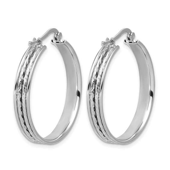 Leslie's Sterling Silver Polished and Textured Hoop Earrings