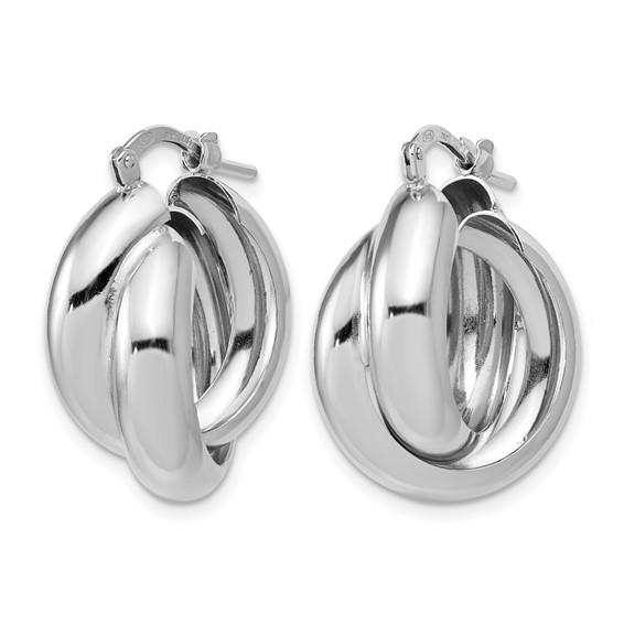 Leslie's Sterling Silver Rhodium-Plated Polished Twisted Hoop Earrings