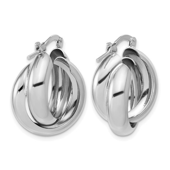 Leslie's Sterling Silver Rhodium-Plated Polished Twisted Hoop Earrings