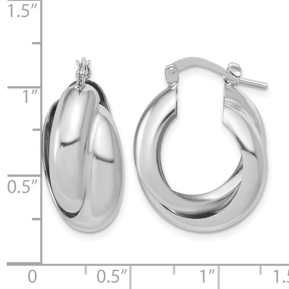 Leslie's Sterling Silver Rhodium-Plated Polished Twisted Hoop Earrings