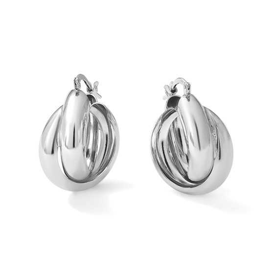 Leslie's Sterling Silver Rhodium-Plated Polished Twisted Hoop Earrings