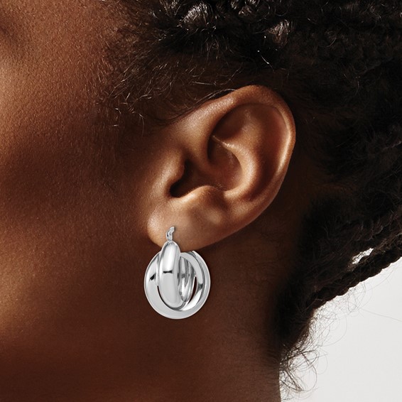 Leslie's Sterling Silver Rhodium-Plated Polished Twisted Hoop Earrings