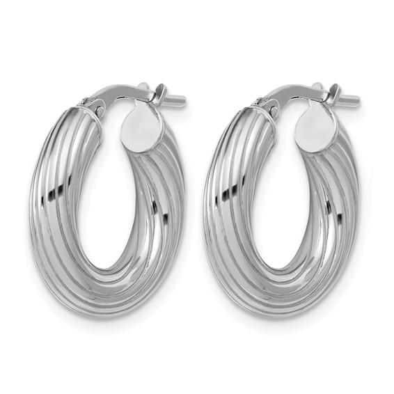 Leslie's Sterling Silver Polished and Twisted Hoop Earrings