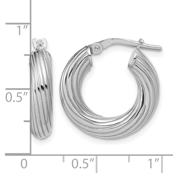 Leslie's Sterling Silver Polished and Twisted Hoop Earrings