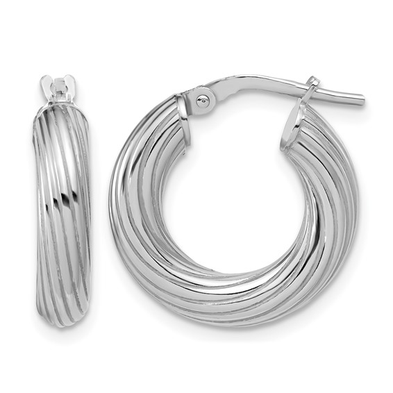 Leslie's Sterling Silver Polished and Twisted Hoop Earrings