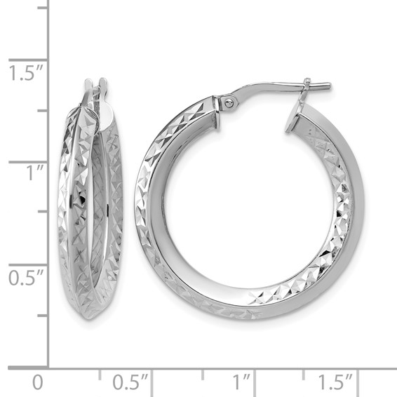 Leslie's Sterling Silver Polished and Diamond-cut Hoop Earrings