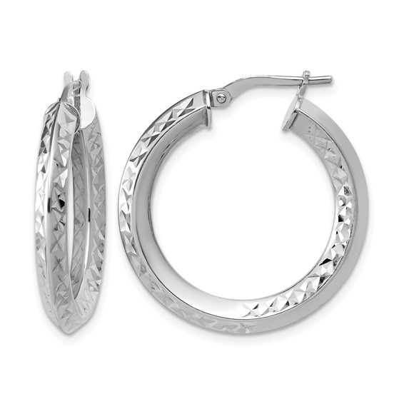 Leslie's Sterling Silver Polished and Diamond-cut Hoop Earrings