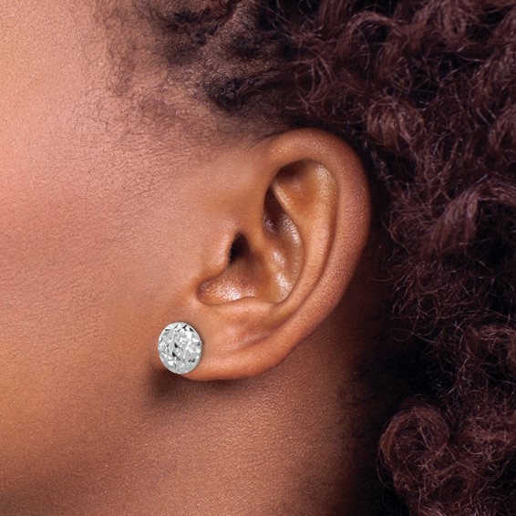 Leslie's Sterling Silver RH-plated Polished and Diamond-cut Post Earrings