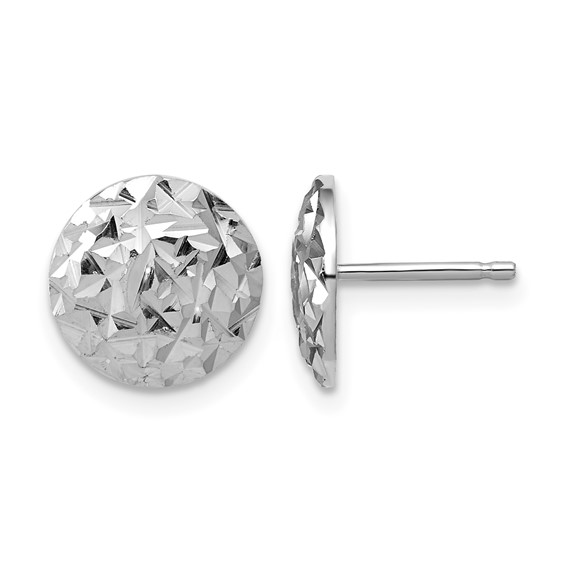 Leslie's Sterling Silver RH-plated Polished and Diamond-cut Post Earrings