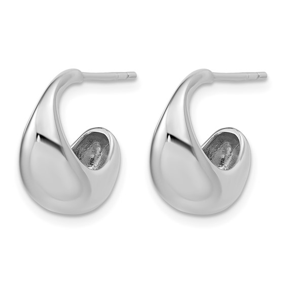 Leslie's Sterling Silver RH-Plated Polished J-Hoop Earrings