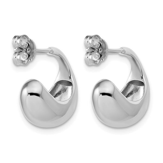 Leslie's Sterling Silver RH-Plated Polished J-Hoop Earrings