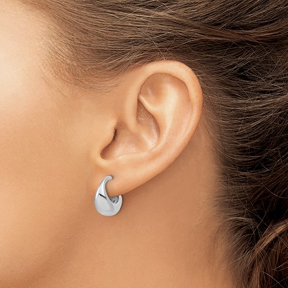 Leslie's Sterling Silver RH-Plated Polished J-Hoop Earrings