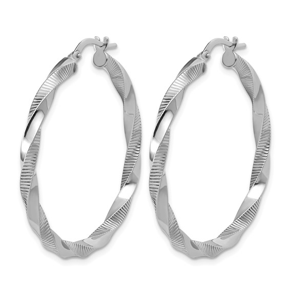 Leslie's Sterling Silver Polished and Textured Twist Hoop Earrings