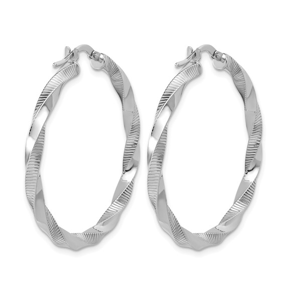Leslie's Sterling Silver Polished and Textured Twist Hoop Earrings