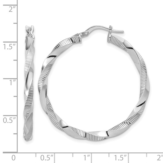 Leslie's Sterling Silver Polished and Textured Twist Hoop Earrings