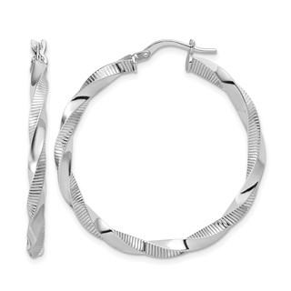 Leslie's Sterling Silver Polished and Textured Twist Hoop Earrings