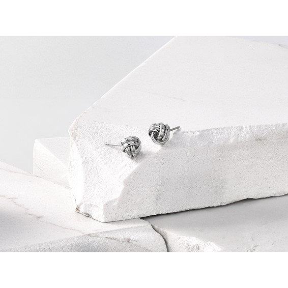 Leslie's Sterling Silver RH-plated Polished and Diamond-cut Love Knot Post