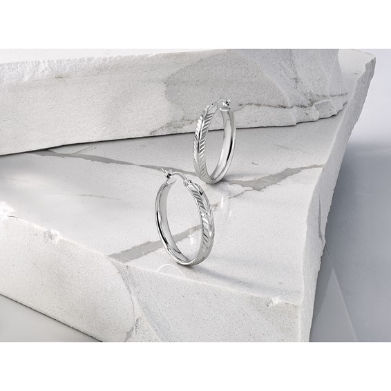 Leslie's Sterling Silver Polished and Diamond-cut Hoop Earrings