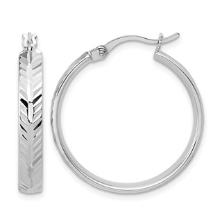Leslie's Sterling Silver Polished and Diamond-cut Hoop Earrings