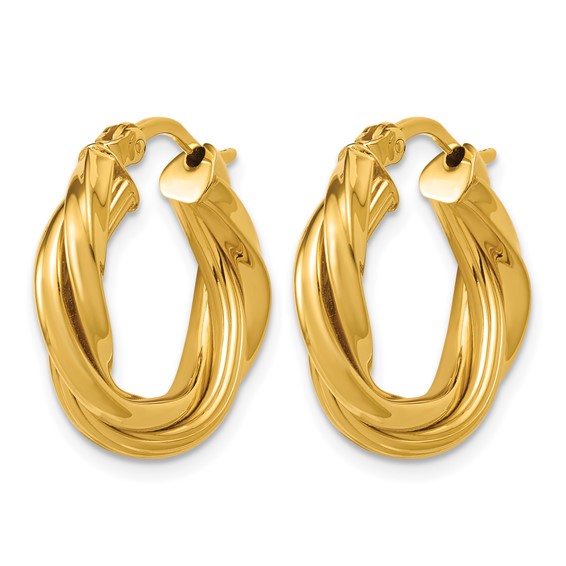 Leslie's Sterling Silver Gold-tone Polished and Twisted Hoop Earrings