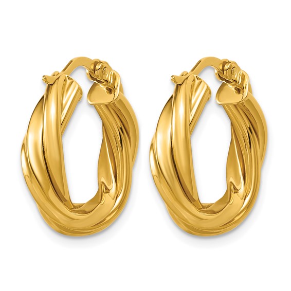 Leslie's Sterling Silver Gold-tone Polished and Twisted Hoop Earrings