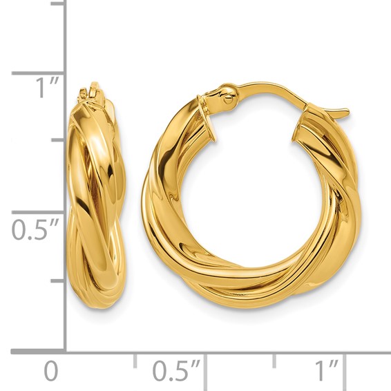 Leslie's Sterling Silver Gold-tone Polished and Twisted Hoop Earrings