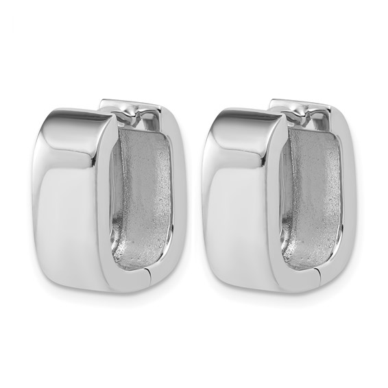 Leslie's Sterling Silver RH-plated Polished Squared Hinged Huggie Hoop Earr