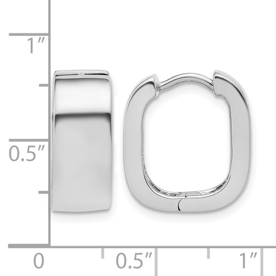 Leslie's Sterling Silver RH-plated Polished Squared Hinged Huggie Hoop Earr