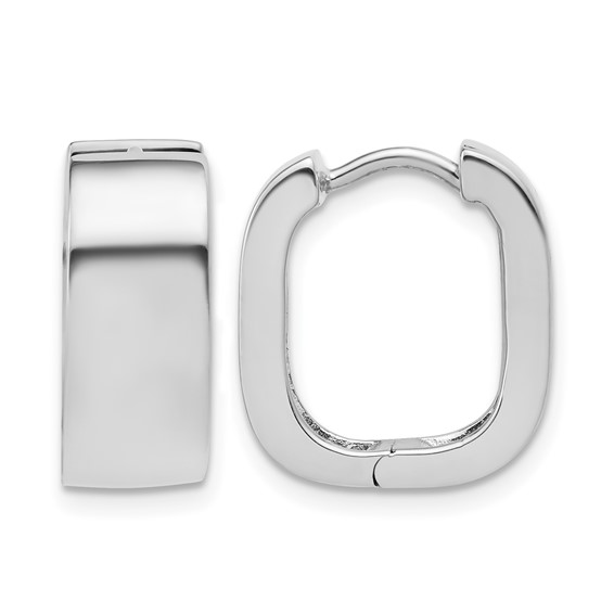 Leslie's Sterling Silver RH-plated Polished Squared Hinged Huggie Hoop Earr