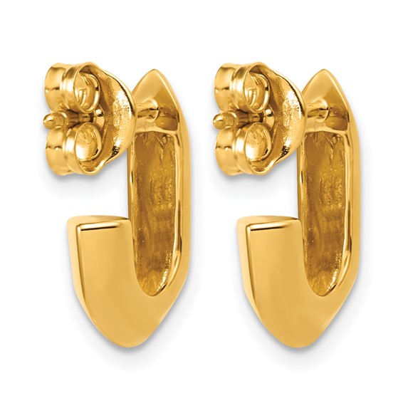 Leslie's Sterling Silver Gold-tone Polished Knife Edge J-hoop Post Earrings