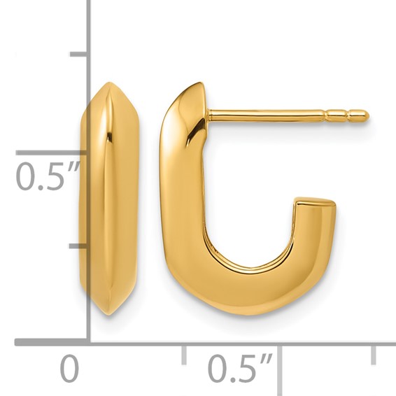 Leslie's Sterling Silver Gold-tone Polished Knife Edge J-hoop Post Earrings