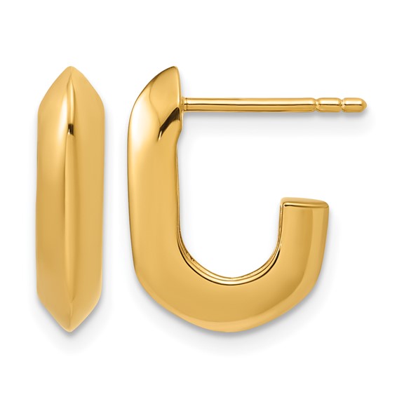 Leslie's Sterling Silver Gold-tone Polished Knife Edge J-hoop Post Earrings