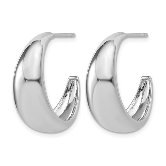 Leslie's Sterling Silver RH-plated Polished Graduated J-hoop Post Earrings