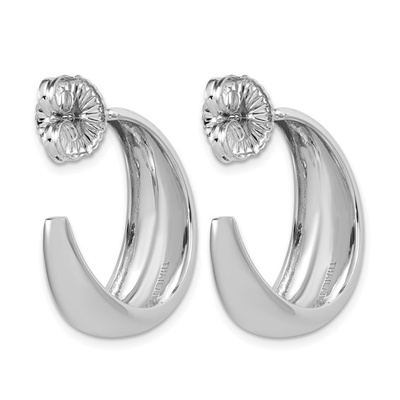 Leslie's Sterling Silver RH-plated Polished Graduated J-hoop Post Earrings