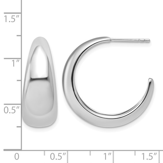 Leslie's Sterling Silver RH-plated Polished Graduated J-hoop Post Earrings