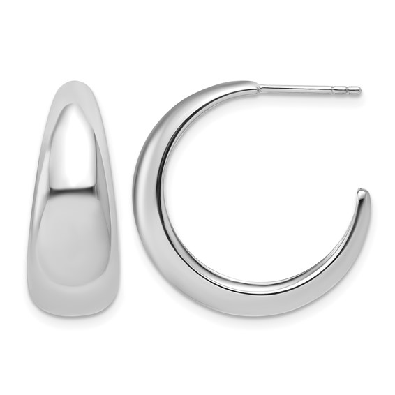 Leslie's Sterling Silver RH-plated Polished Graduated J-hoop Post Earrings